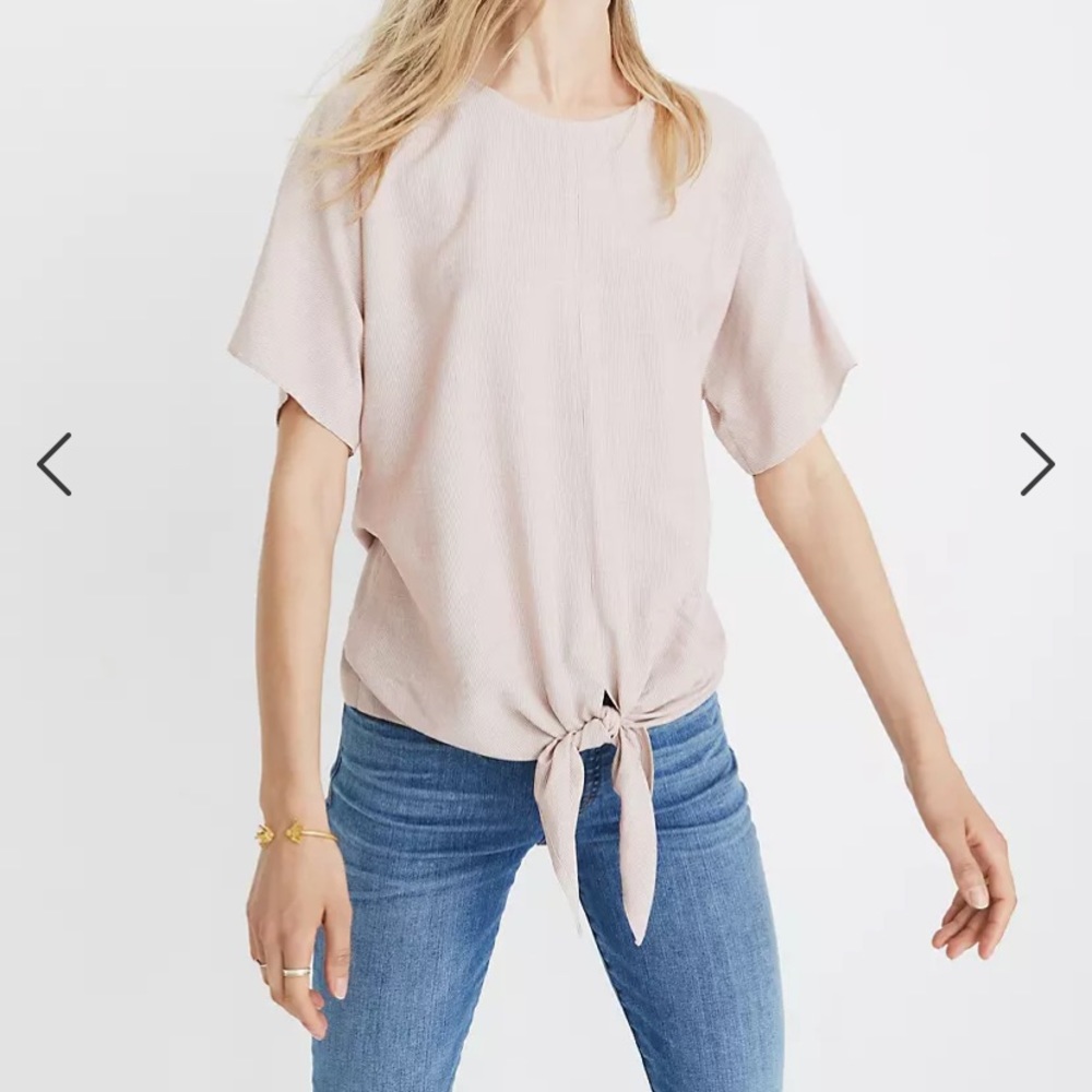 Madewell Button-Back Tie Tee in Stripe Size Small